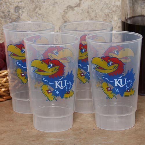 Kansas Jayhawks 4-Pack 16oz. Clear Plastic Cups