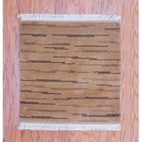 2' x 2' Indo Tibetan Hand-knotted Beige Wool Rug