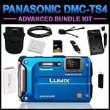 Panasonic Lumix DMC-TS4 12.1 MP Digital Camera 32GB Advanced Kit (Blue) includes (Charger, Battery, 32GB SD Card, Tripod, HDMI Cable, Camera Case, Card Reader, Cleaning Kit)