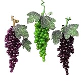 Set of 3 Tuscan Wine Green & Purple Grape Cluster Christmas Ornaments