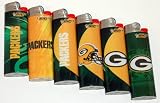 6pc Set BIC NFL Green Bay Packers Officially Licensed Lighters