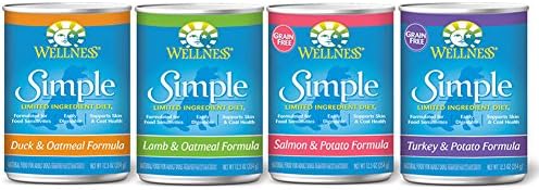 Wellness Simple Natural Limited Ingredients Wet Canned Dog Food - 4 Flavors 12.5 oz. can (12 Pack)