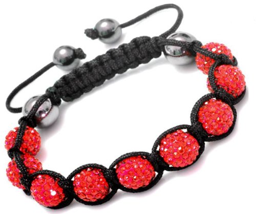 Eeazy-Gizmo® Red Shamballa Bracelet Unisex Crystal Swarovski Beads