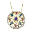14K Yellow Gold Amethyst, Mozambique Garnet, London Blue Topaz and Diamond Pendant