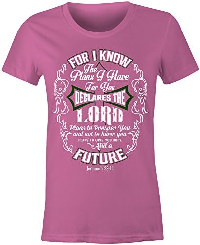 Witness Tees Ladies Fitted Jerimiah 29:11 Christian T Shirt ( Pink , Medium )