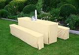 Hussen-Set f�r Festzeltgarnitur mit 70cm-Tisch, gepolsterte Ausf�hrung, cremefarben - 