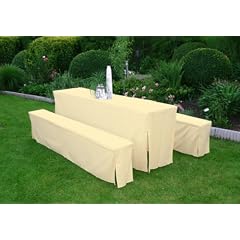 Hussen Set für Festzeltgarnitur mit 50cm-Tisch, creme