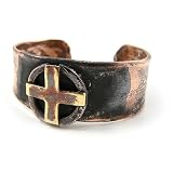 Rustic Unisex Copper Cuff Bracelet - Celtic Sun Cross