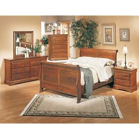 7 Piece King Size Dark Oak Sleigh Bed By Coaster Furniture