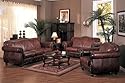 3pc Brown Covington 100% Italian Leather Chair Loveseat Sofa/Couch Set