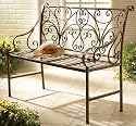 Garden Bench with Scroll Design in Antique Gold Finish