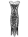 Urmine Women's 1920's Gatsby Party Evening Ball Beaded Fringed Flapper Dress (L, Black-ur01)