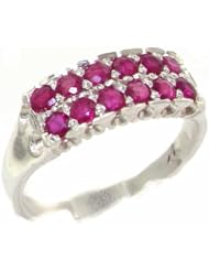 High Quality 925 Solid Sterling Silver Genuine Natural Ruby Band Ring - Finger Sizes 4 to 12 Available