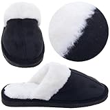 Black Scuffs with Faux Fur for Women