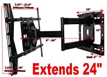 Articulating Wall Mount Bracket Extends 24" for Sony Bravia KDL-46XBR8, Color: Black