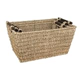 Small Rectangular Seagrass Storage Basket Wooden Handles