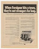 1977 Foreigner Critic Reviews Debut Album Promo Print Ad (20779)