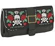 Skull Heart Rose Knuckles Embroidered Clutch Bag