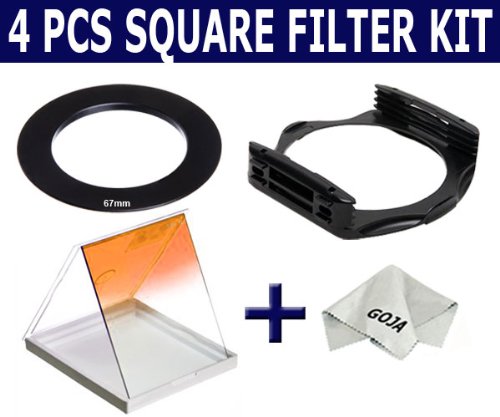 Cheap 4 Pcs kit for Nikon D300 D60 D40 D80 D90 18-105MM VR DX Lens and ANY SLR Camera with a 67MM Filter Thread! for Cokin P Series System, Includes: Graduated Gradual Orange Square Filter + 67MM Adapter Ring + Filter Holder + 1 Ultra Fine Microfiber Cleaning Cloth Goja Logo