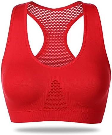 Women Padded Athletic Vest Gym Fitness Sports Bra Crop Top Outdoor (RED)