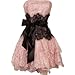 Strapless Bustier Contrast Lace and Crinoline Ruffle Prom
