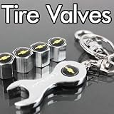 Chevy Tire Valve Caps with Bonus Wrench Keychain