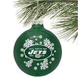 New York Jets Green Snowflake Glass Ornament