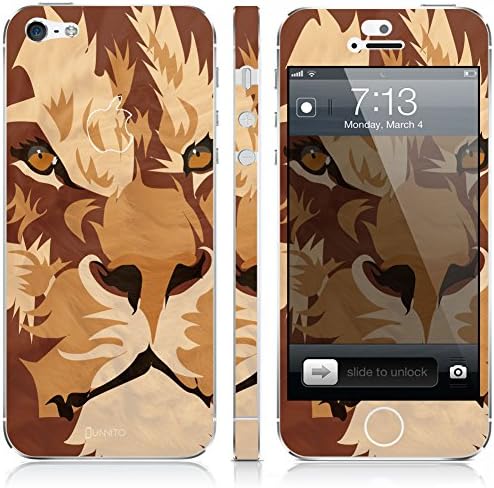 UnnitoTM iPhone 5 / 5S Skin [Full Body] *90 Day Warranty* Protective Vinyl Decal Cover [Custom] Wrap Sticker (Tribal Lion)