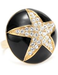 LYRALOVESTAR by crystal streets Zuvan 24k Gold Plated Enamel Swarovski Crystal Ring, Size 7