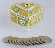 Wedding Ceremonial Arras, or 13-silver plated Coins, with Multicolored Heart Shaped Treasure Box and Gift Box: Imported and Hand-Made