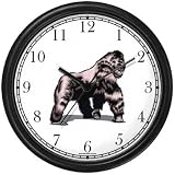 Gorilla (Full Body) Great Ape Animal Wall Clock by WatchBuddy Timepieces (Black Frame)
