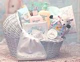 Welcome Baby Bassinet Gift Basket--Blue