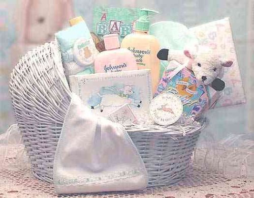 Welcome Baby Bassinet Gift Basket--Blue