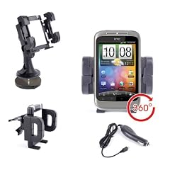 Handy-Halterung - Set f�r Windschutzscheibe, Armaturenbrett und L�ftungsgitter mit dazugeh�rigem Autoladekabel f�r HTC Wildfire / Fire Smartphones