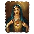 Wood Plaque - Immaculate Heart of Mary - Mounted on Wood with Scrolled Edges - 11.75"x16" - MADE IN ITALY