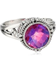 Sajen Sterling Silver Rainbow Pink Quartz Ring