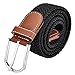 Ayliss Men's Elastic Fabric Woven Stretch Belt Genuine Leather Inlay,Many Colors