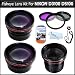 Fisheye Lens Kit For Nikon D3200 D3100 D3000 D5100 D800 DSLR Camera Which Use These (18-55mm, 55-200mm, 50mm) Nikon Lenses Includes Super Wide 0.21X Fisheye Lens + Wide Angle lens w/ Macro + 2X Telephoto Lens + Multi-Coated 3pc Filter Kit (UV-CPL-FLD) +