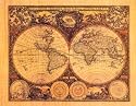 Old World Map Photo Globe Usa Art Poster Print - 16" X 20"