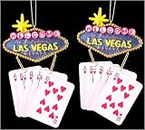 Set of 2 Welcome to Las Vegas Royal Flush Casino Christmas Ornaments