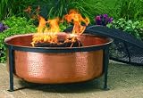 Hammered Copper Fire Pit Tub with Wrought Iron Stand