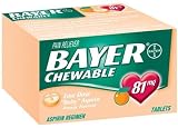 Bayer Children's Low Dose Aspirin Chewable Tablets, Orange Flavor, 81mg, 36-Count Bottles (Pack of 9)