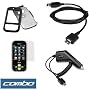Black Rubberized Snap On Crystal Hard Case + Clear LCD Screen Protector + Rapid Car Charger + USB Data Cable for AT&T LG Neon Etna GT365 Cell Phone