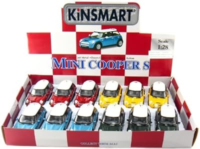 12 pcs in Box: 5" Mini Cooper S 1:28 Scale (Blue/Green/Red/Yellow)