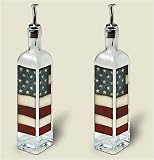 Artworks olive oil bottle ~ Folk Art Flag patriotic~ set of 2 bottles