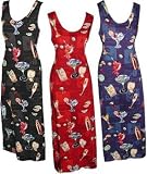 Cocktails - Hawaiian Long Tank Dress in Black, Red and Royal Blue