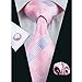 Hi-Tie Mens Pink Silk Jacquard Woven Tie Set Wedding Necktie