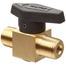 Parker 2M-PR4-VT-B Brass Plug Valve, 1/8" NPT Male