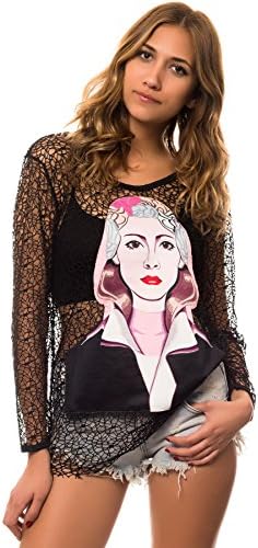 Style Hunter Women's Embroidered Graphic LS Top Small Black