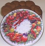 Gourmet Food : Scott's Cakes 1 lb. Christmas Ginger Snap Cookies in a Classic Wreath Tin